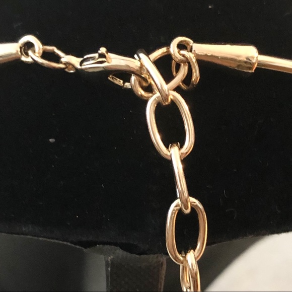 C 1946 Gold Tone Wire Collar Statement Necklace Wrapped in Tan Cord - Picture 5 of 11